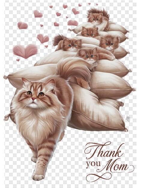 PSD a poster with a picture of a cat with the words thank you