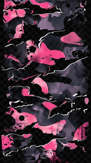 A poster with a pink bird and a black background