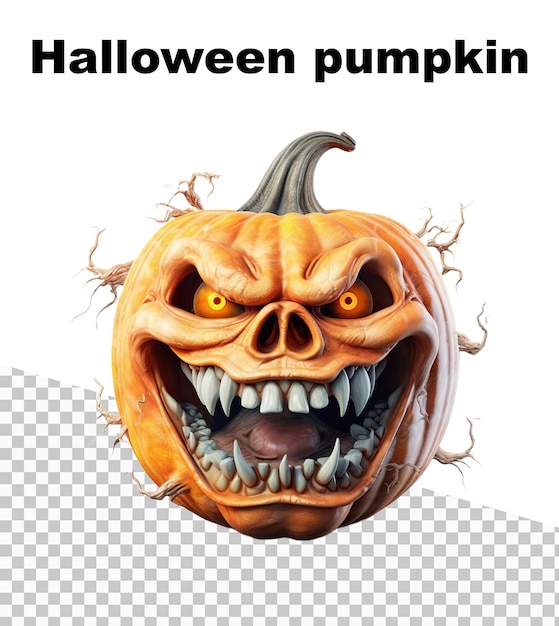 PSD a poster with a really scary halloween pumpkin and the words halloween pumpkin on the top