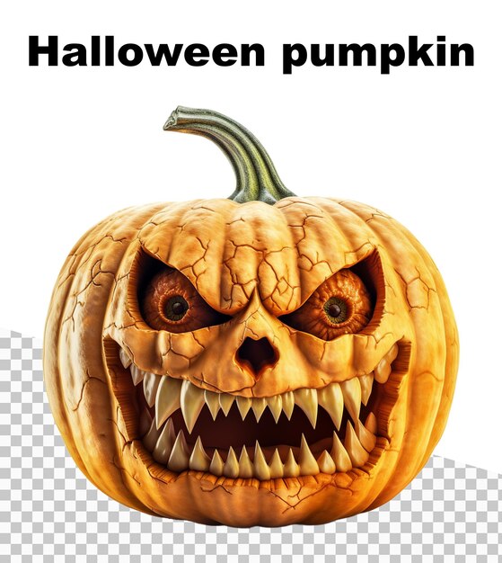 Un poster con una zucca di halloween davvero spaventosa e la scritta halloween pumpkin in alto