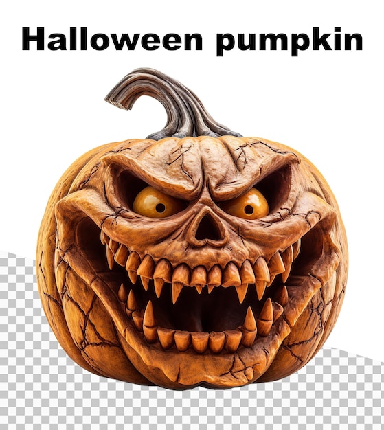 Un poster con una zucca di halloween davvero spaventosa e la scritta halloween pumpkin in alto