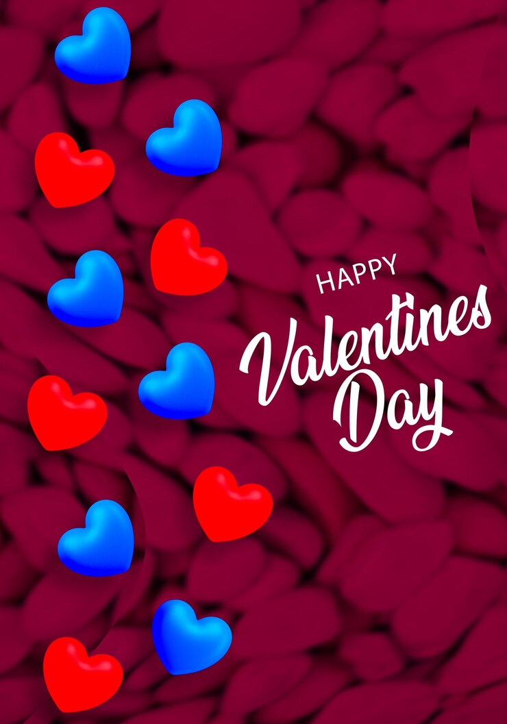PSD a poster with a red and blue hearts that says quot valentine  s day quot
