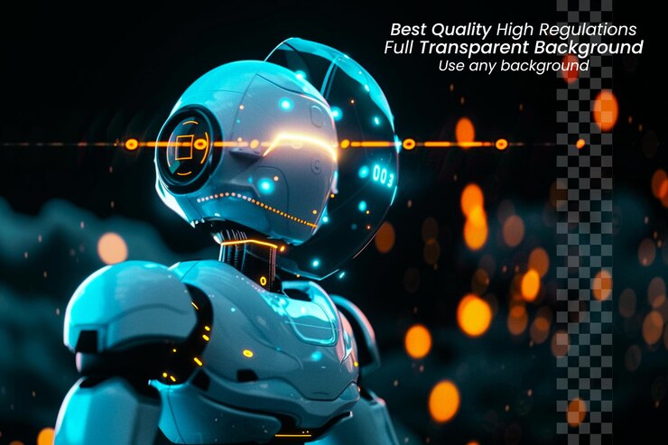 PSD a poster with a robot that says best quality brand on it