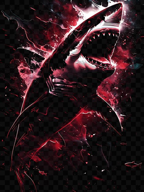 PSD a poster with a shark and shark on it