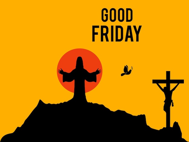 a poster with a silhouette of a cross and a silhouette of a cross and a silhouette of a man
