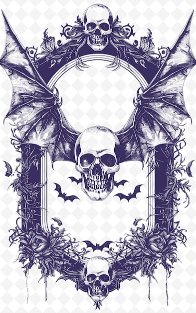 PSD a poster with a skull and bats and the words bat bats