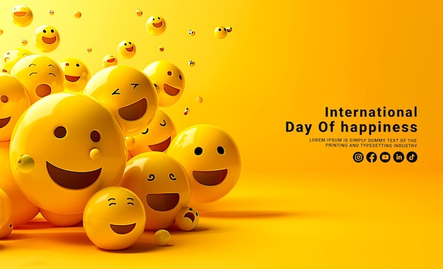 PSD a poster with smiley faces and a yellow background with a text in the middle