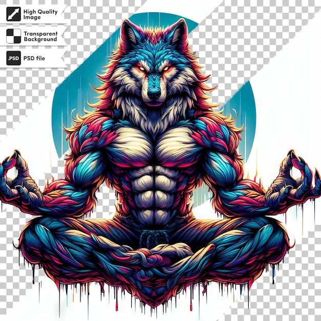 PSD a poster of a wolf with a blue circle around it