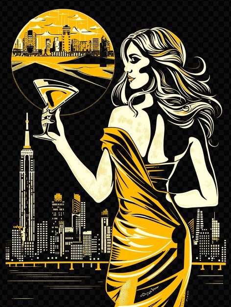 A poster for a woman holding a martini glass