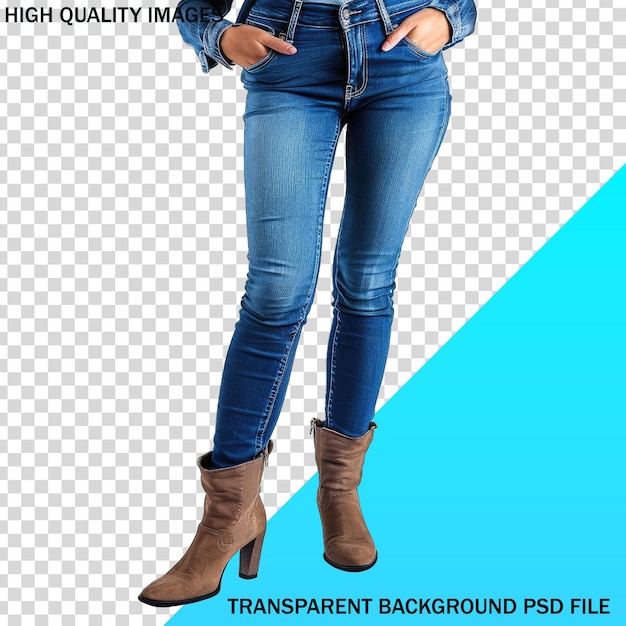 a poster of a woman in jeans and boots