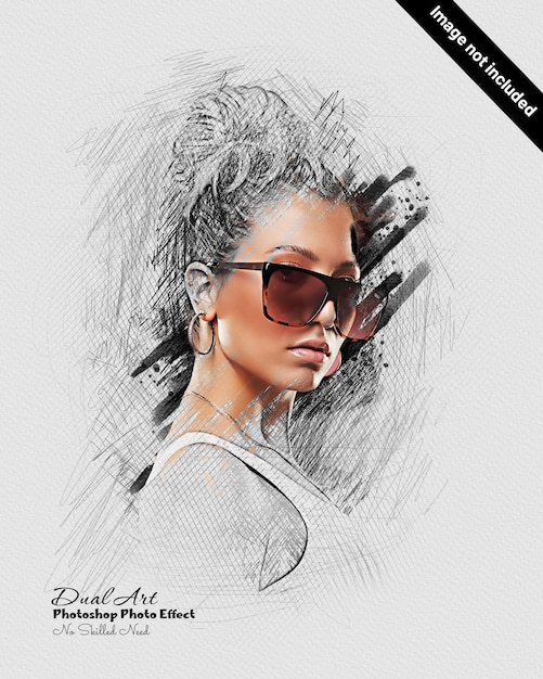 A poster for a woman with a black and white image of a woman wearing sunglasses.