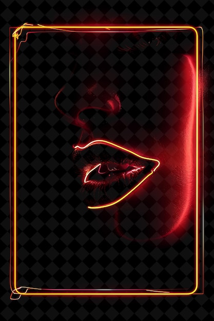 PSD a poster for a woman with a red neon sign that says lips