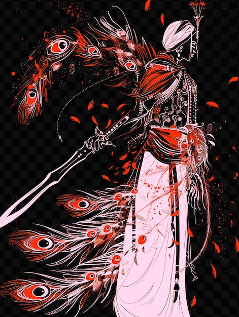 PSD un poster per una donna con una spada e un drago su di esso