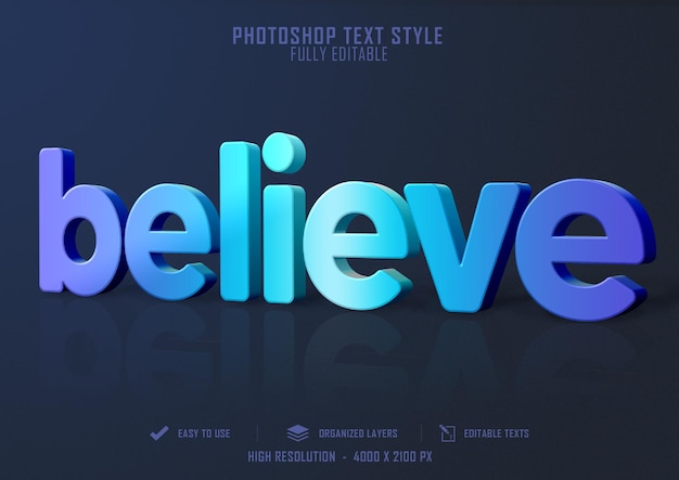 PSD a poster for the word believe is on a black background