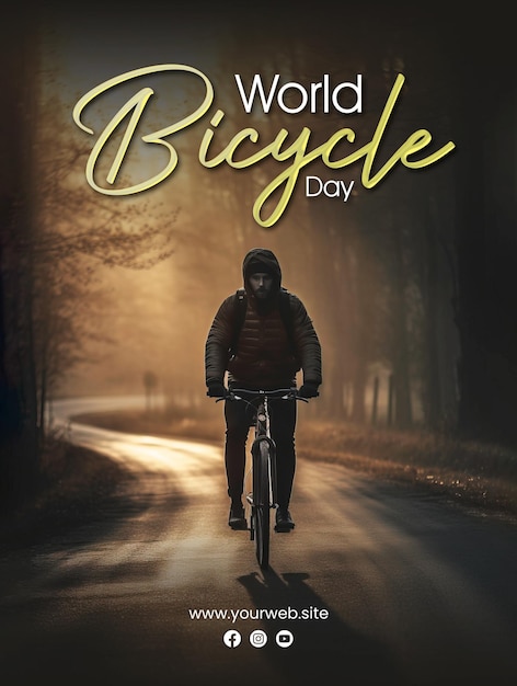 PSD un poster per la giornata mondiale della bicicletta