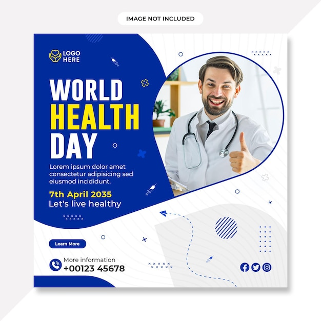 A poster for world health day with a doctor on it