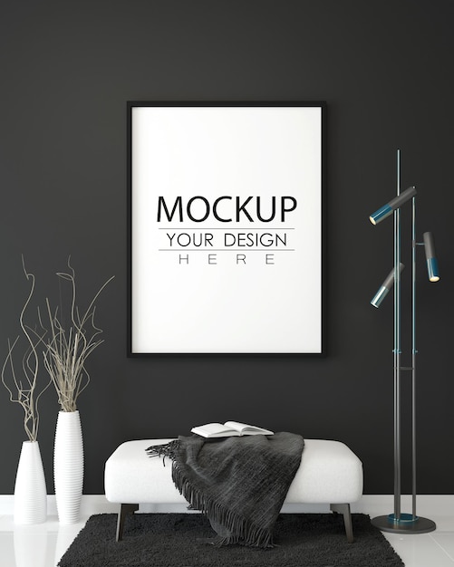 Posterframe in de woonkamer Mockup