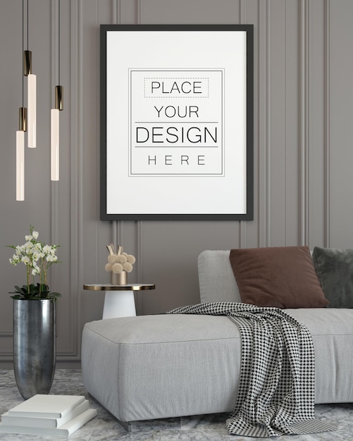 Posterframe in de woonkamer Mockup