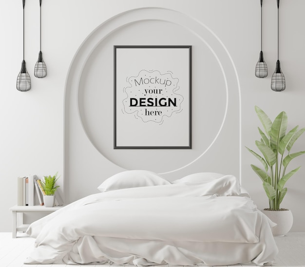 Posterframe in de woonkamer Psd Mockup