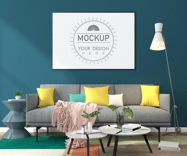 Posterframe in woonkamer Mockup