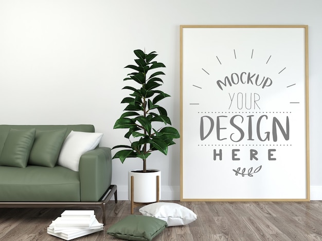 PSD posterframe in woonkamer mockup