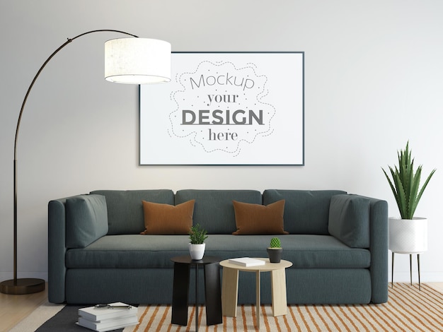 Posterframe in woonkamer Mockup