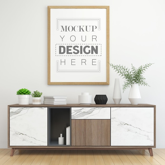 Posterframe in woonkamer mockup