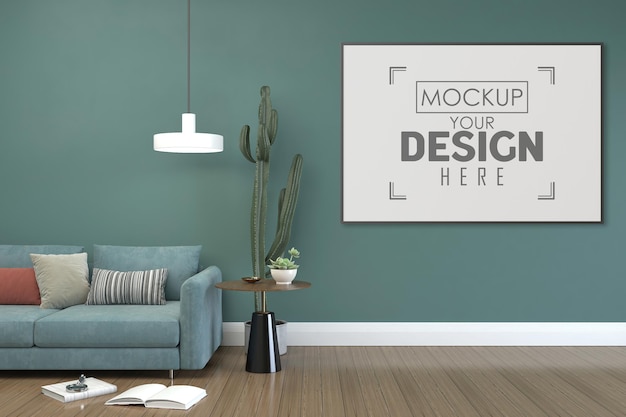 PSD posterframe in woonkamer mockup