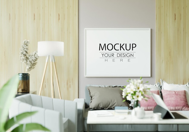 Posterframe in woonkamer mockup