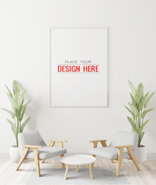 Posterframe in woonkamer mockup