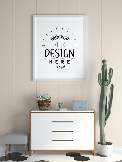 Posterframe in woonkamer mockup