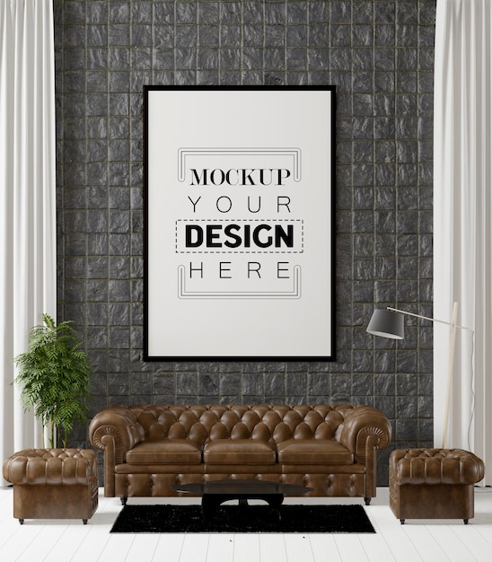 Posterframe in woonkamer mockup