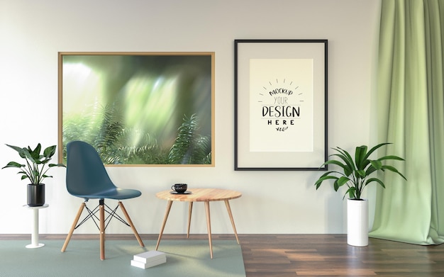 Posterframe in woonkamer Mockup