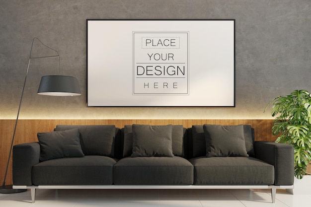 Posterframe in woonkamer mockup