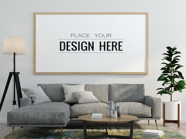 Posterframe in woonkamer mockup