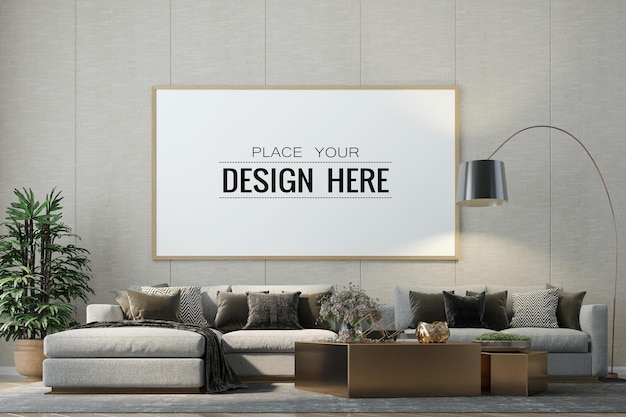 Posterframe in woonkamer mockup