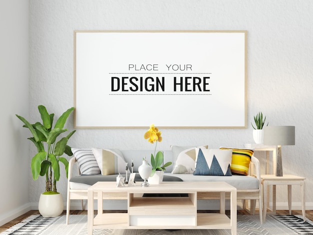 Posterframe in woonkamer mockup