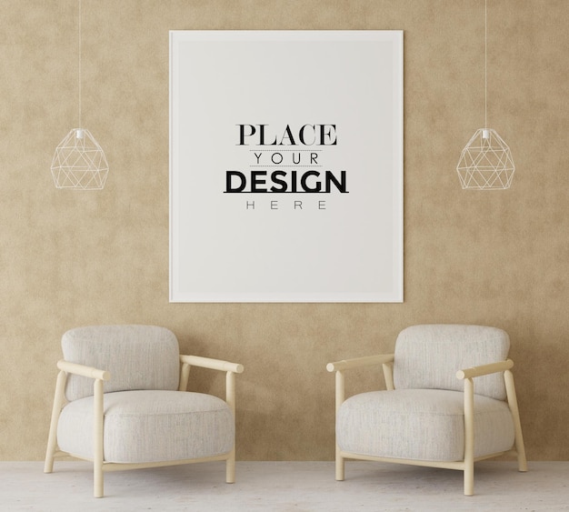 Posterframe in woonkamer mockup