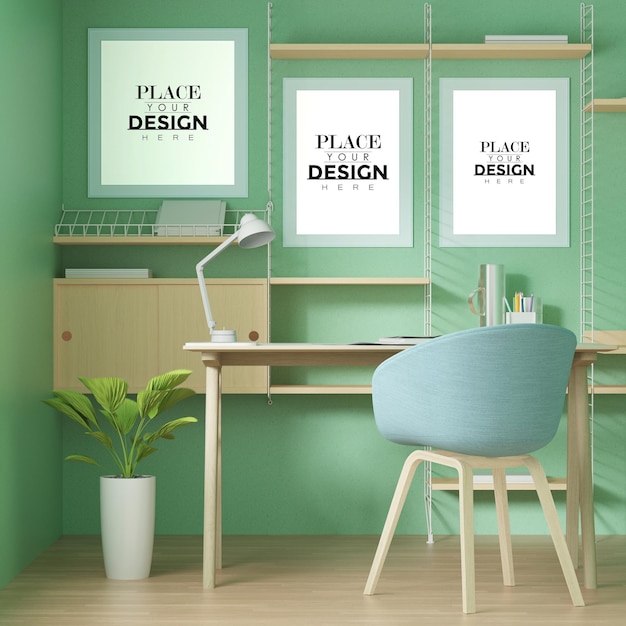 Posterframe in woonkamer psd mockup