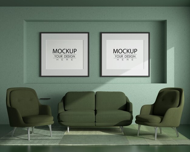 Posterframe in woonkamer psd mockup