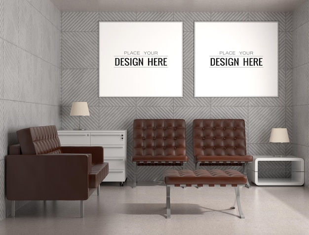 Posterframe in woonkamer psd mockup