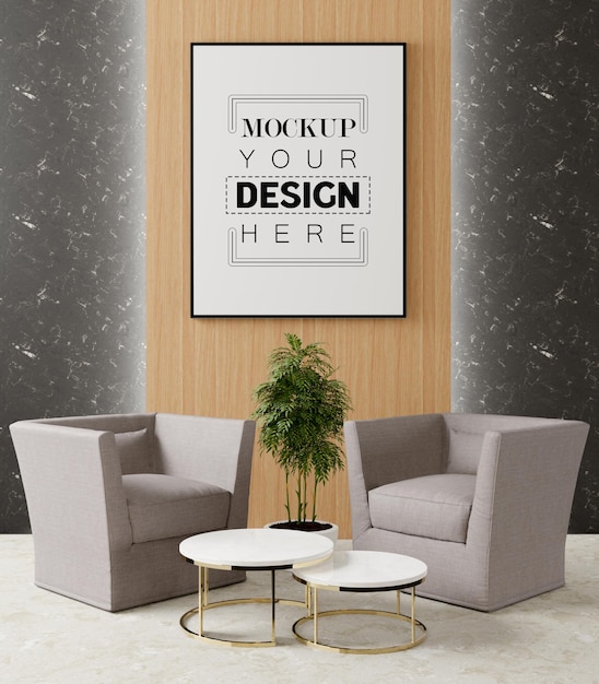 Posterframe in woonkamer psd mockup