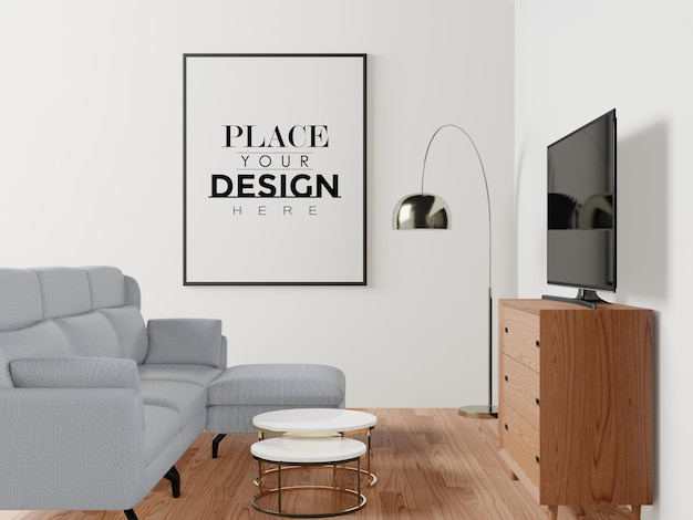 Posterframe in woonkamer Psd Mockup