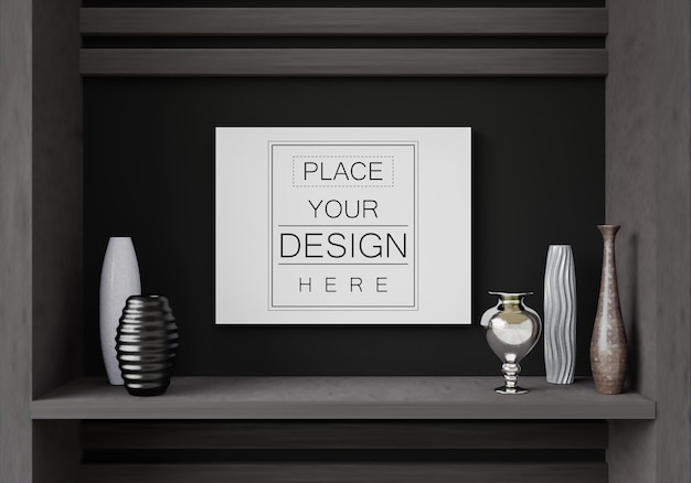 Posterframe in woonkamer psd mockup