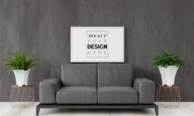 Posterframe in woonkamer psd mockup