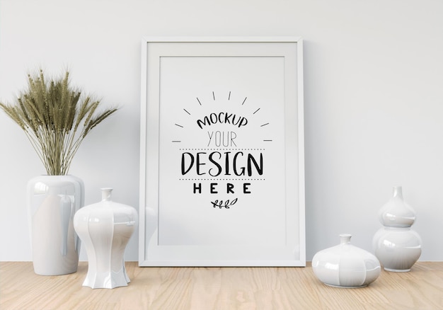 Posterframe in woonkamer Psd Mockup