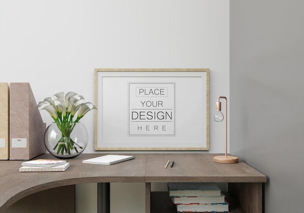 Posterframe in woonkamer psd mockup