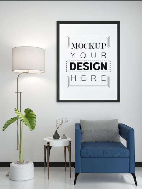 Posterframe in woonkamer Psd Mockup