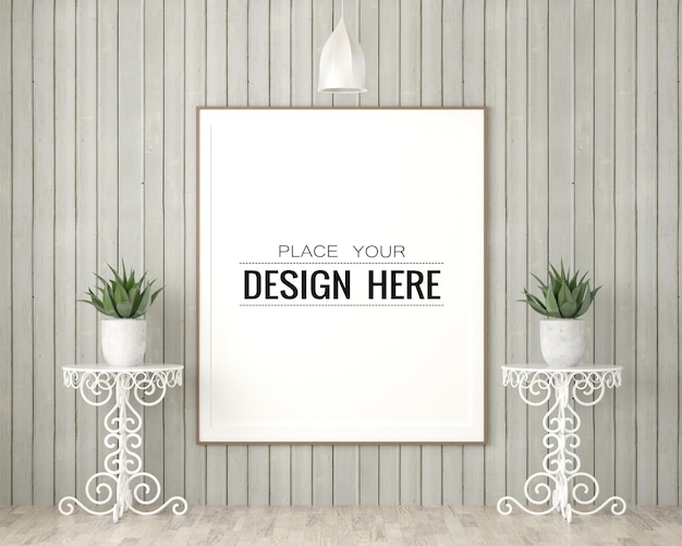 Posterframe in woonkamer Psd Mockup