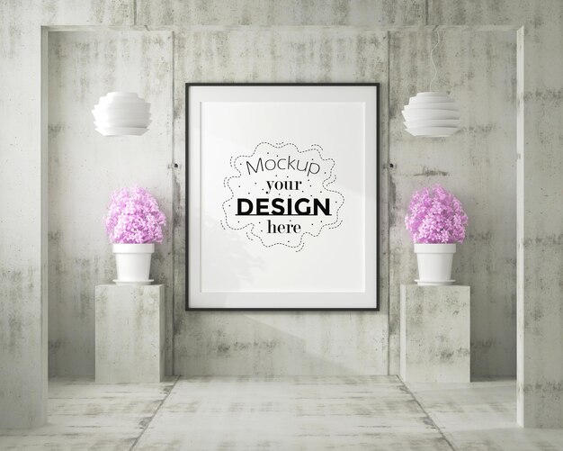 Posterframe in woonkamer psd mockup